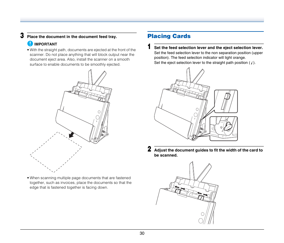 Placing cards | Canon IMAGE FORMULA DR-C125 User Manual | Page 30 / 106