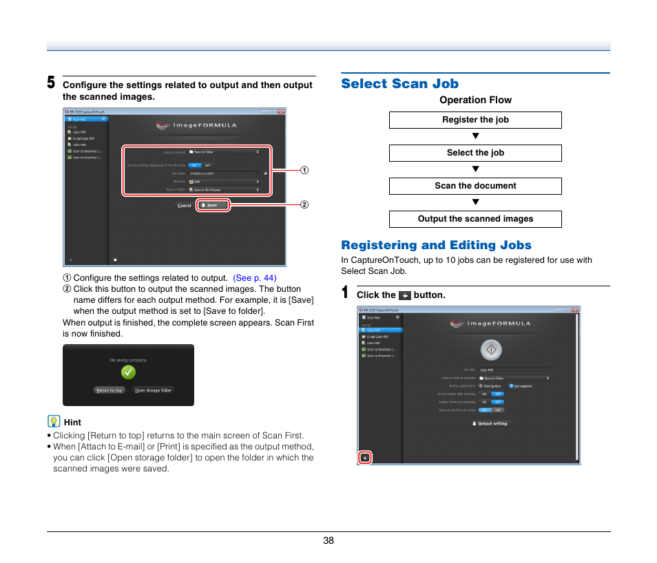 Select scan job | Canon IMAGE FORMULA DR-C125 User Manual | Page 38 / 106