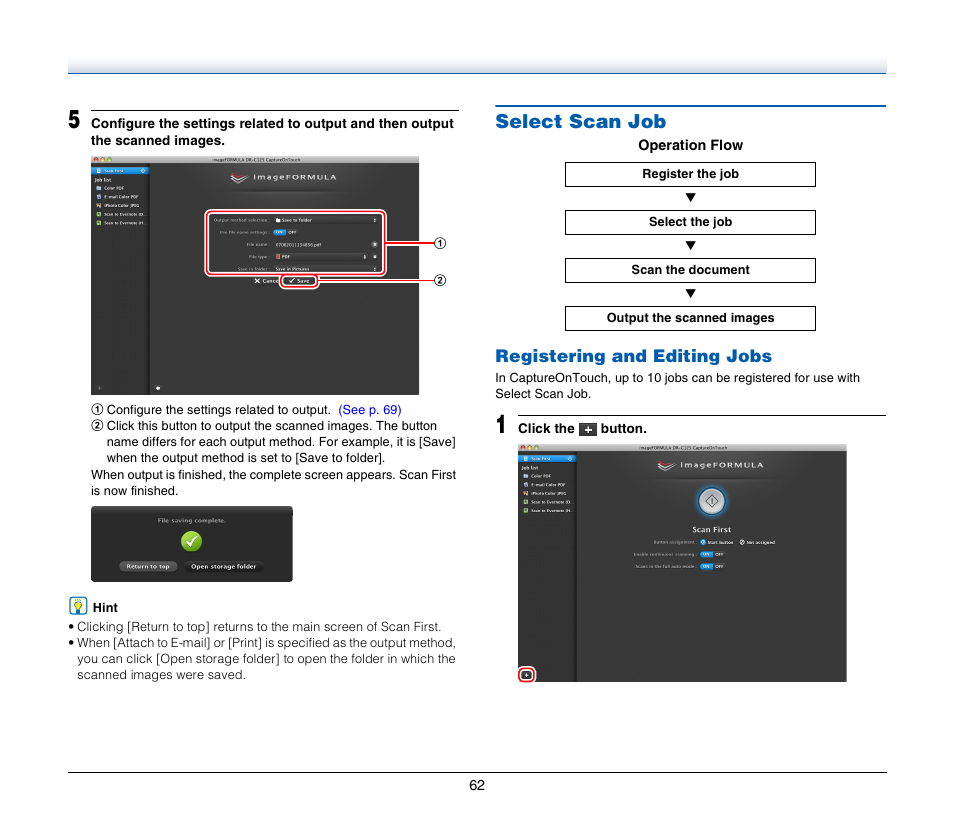 Select scan job | Canon IMAGE FORMULA DR-C125 User Manual | Page 62 / 106