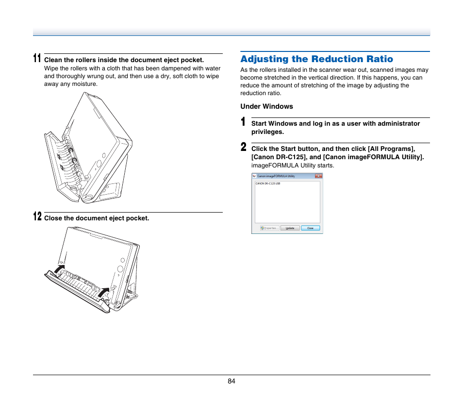 Adjusting the reduction ratio | Canon IMAGE FORMULA DR-C125 User Manual | Page 84 / 106