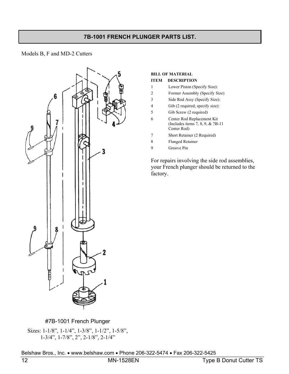 Belshaw Adamatic Type B Donut Cutter User Manual | Page 28 / 44