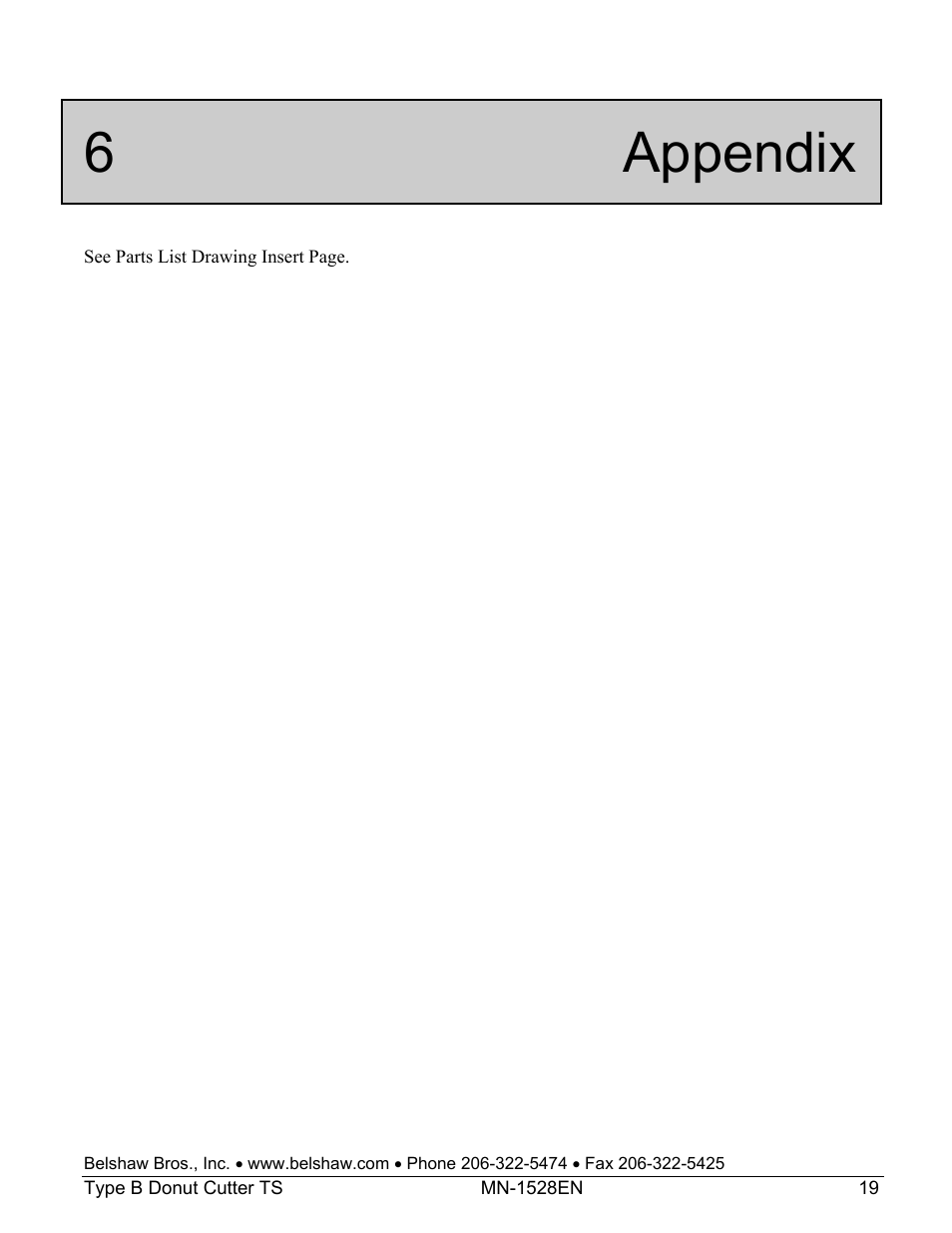 6 appendix | Belshaw Adamatic Type B Donut Cutter User Manual | Page 35 / 44