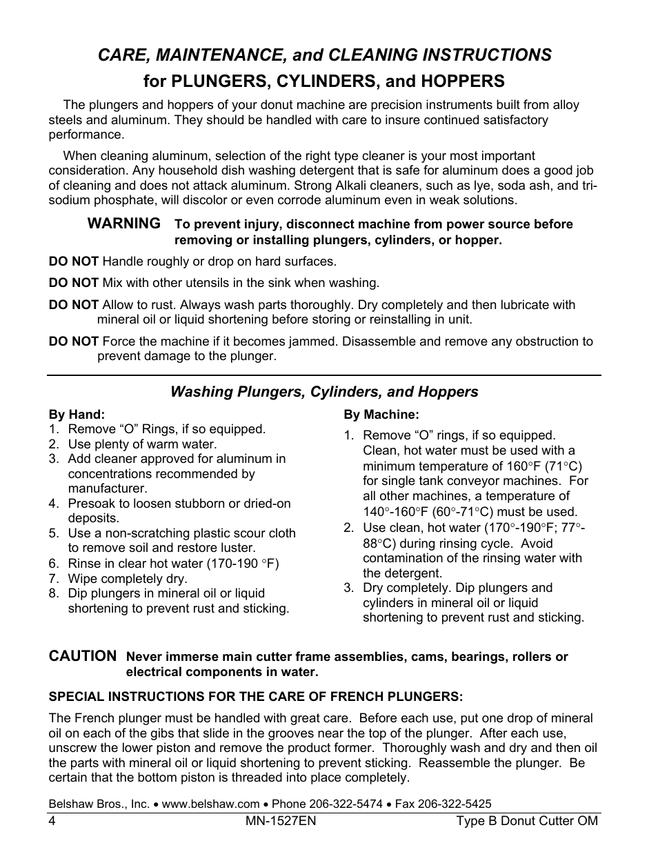 Belshaw Adamatic Type B Donut Cutter User Manual | Page 8 / 44