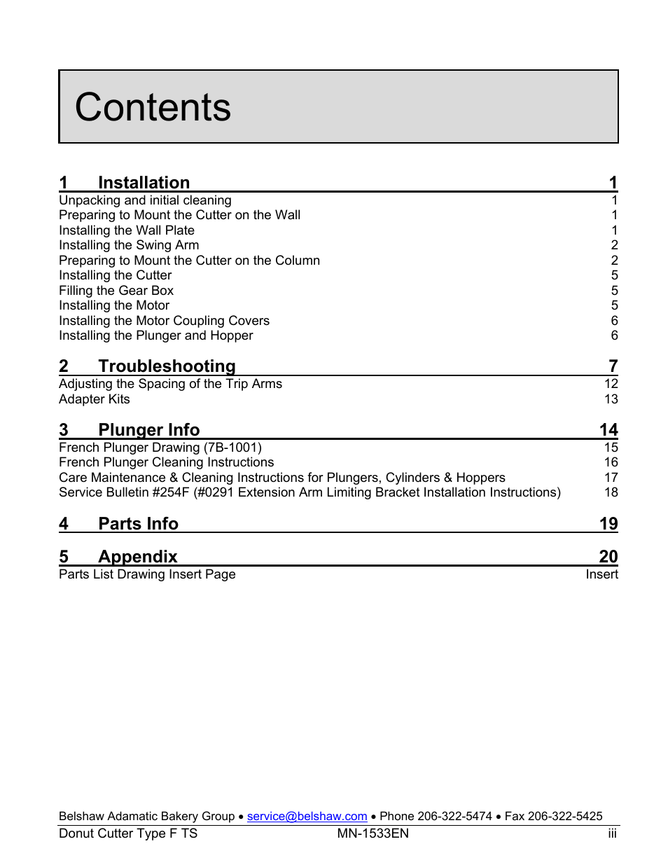 Belshaw Adamatic Type F Cake Donut Depositor User Manual | Page 14 / 45