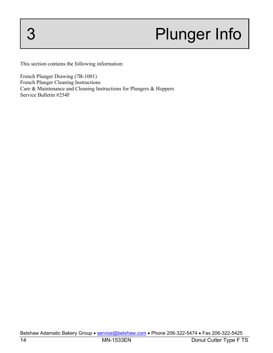 3 plunger info | Belshaw Adamatic Type F Cake Donut Depositor User Manual | Page 29 / 45