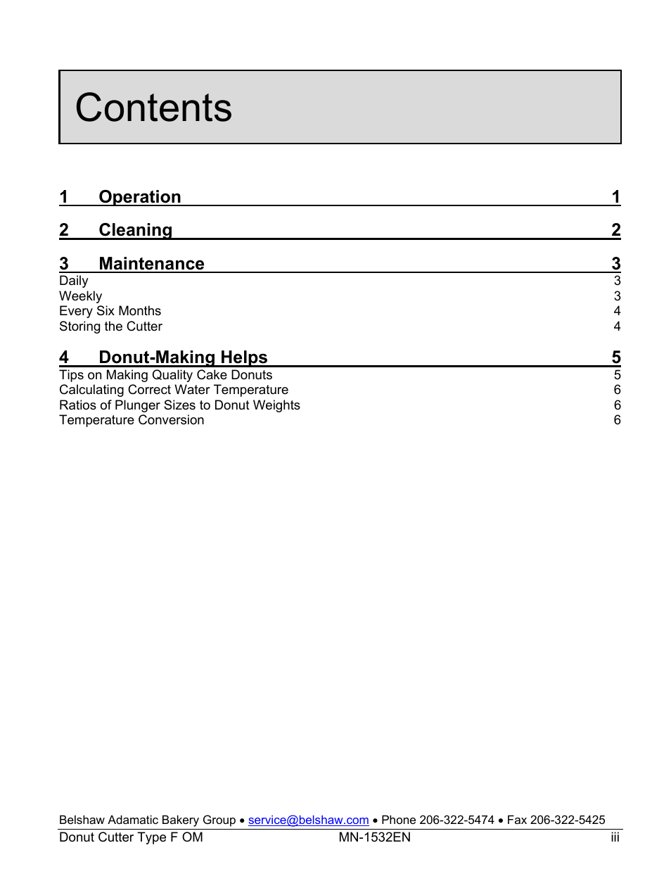 Belshaw Adamatic Type F Cake Donut Depositor User Manual | Page 4 / 45