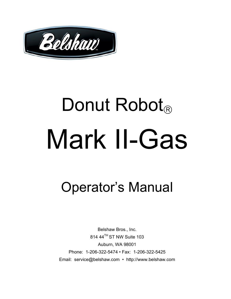 Belshaw Adamatic Mark II-Gas Donut Robot User Manual | 63 pages