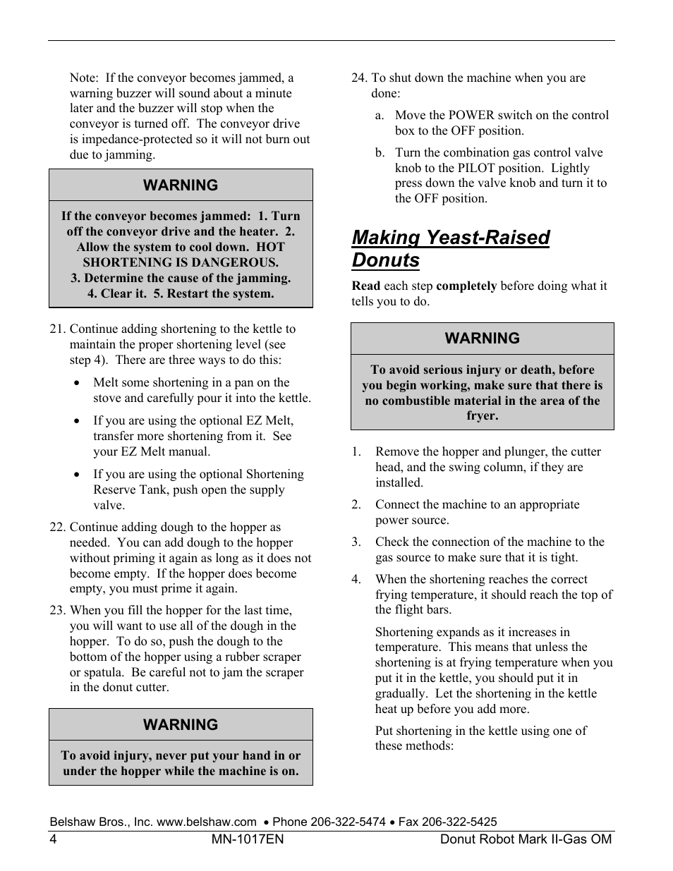 Making yeast-raised donuts | Belshaw Adamatic Mark II-Gas Donut Robot User Manual | Page 10 / 63