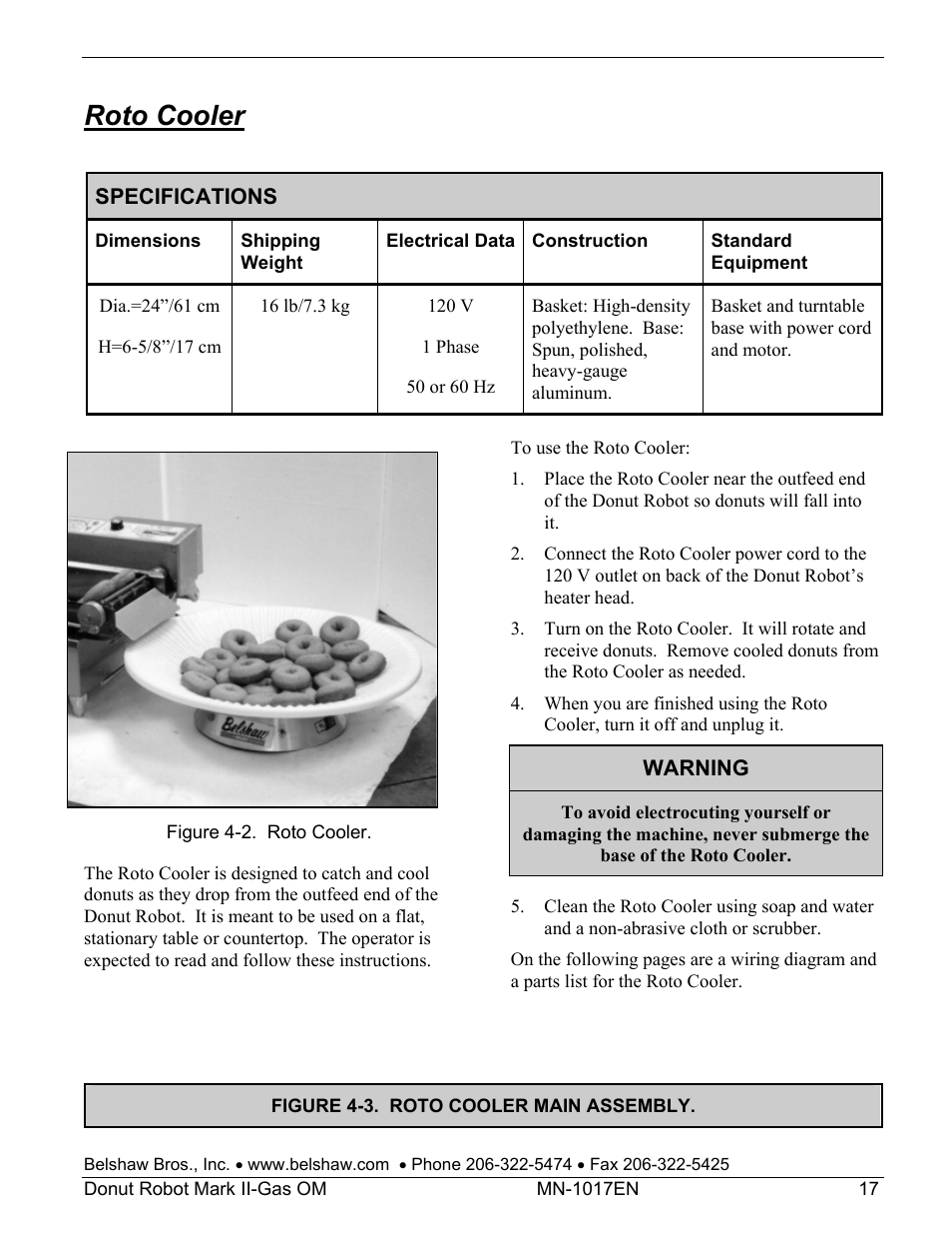 Roto cooler | Belshaw Adamatic Mark II-Gas Donut Robot User Manual | Page 23 / 63