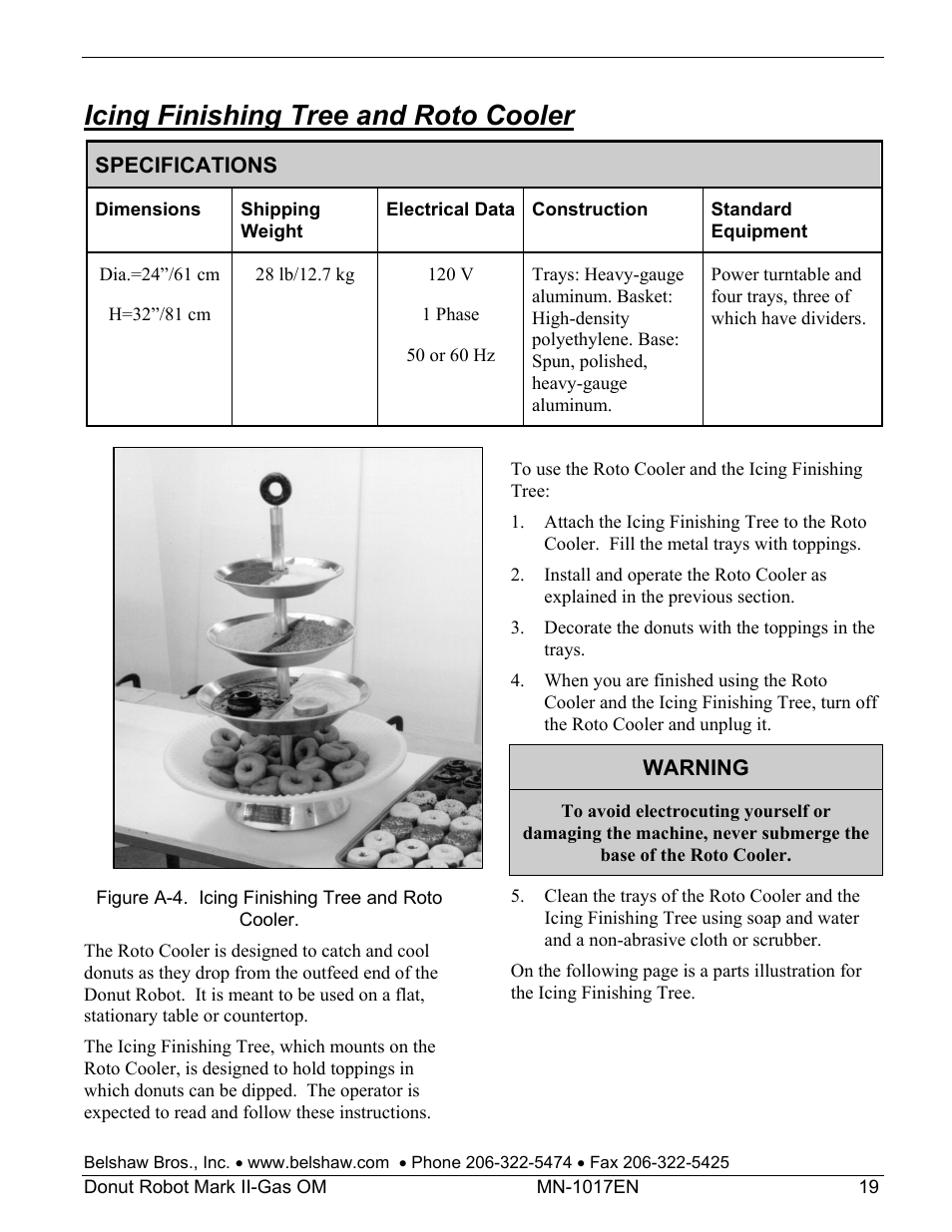 Icing finishing tree and roto cooler | Belshaw Adamatic Mark II-Gas Donut Robot User Manual | Page 25 / 63