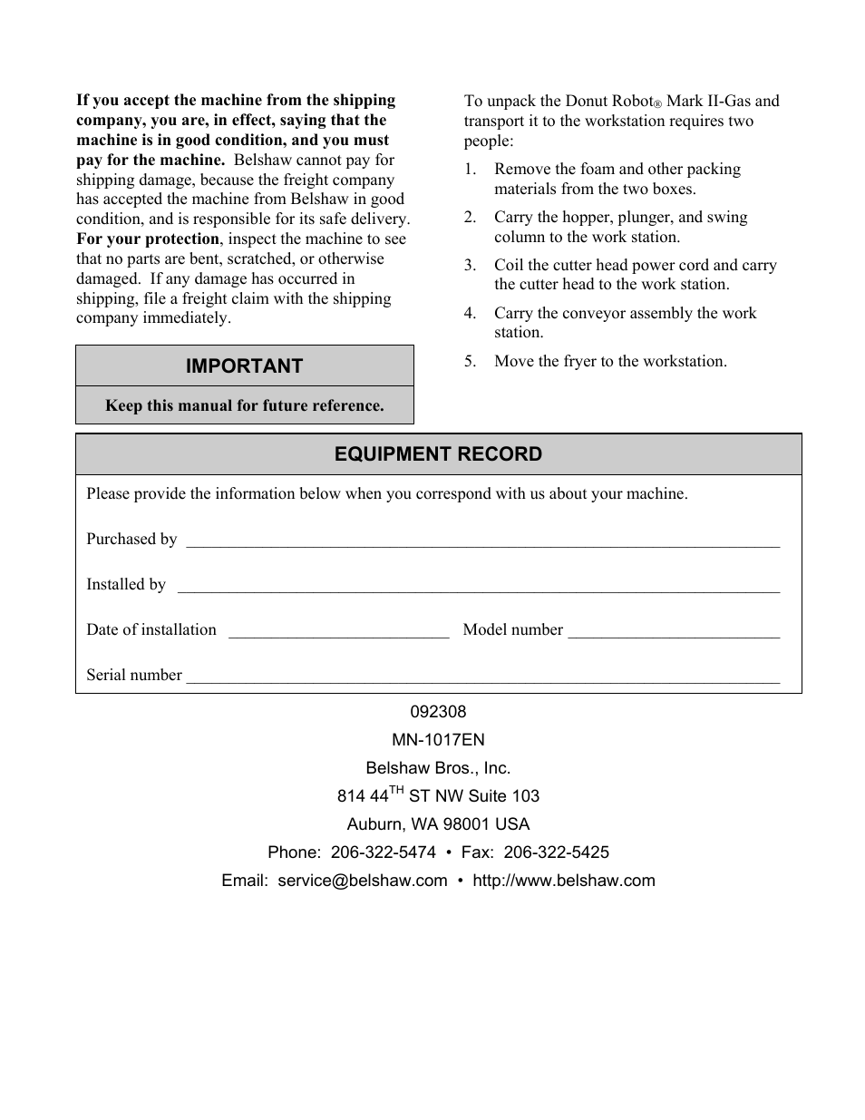 Belshaw Adamatic Mark II-Gas Donut Robot User Manual | Page 3 / 63