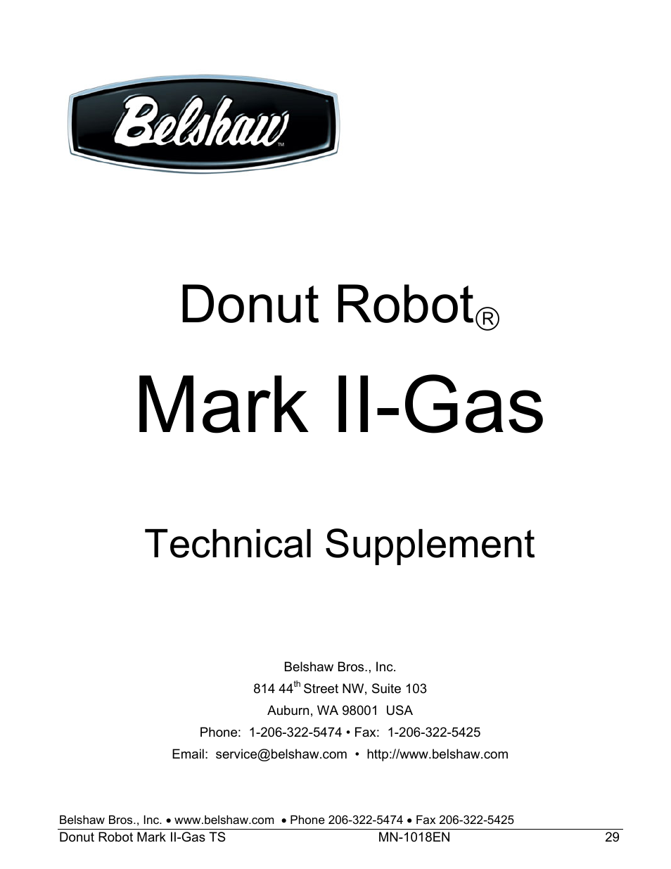 Mark ii-gas, Donut robot, Technical supplement | Belshaw Adamatic Mark II-Gas Donut Robot User Manual | Page 35 / 63