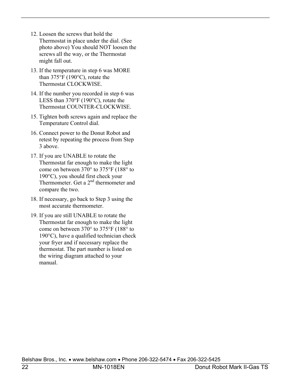 Belshaw Adamatic Mark II-Gas Donut Robot User Manual | Page 62 / 63