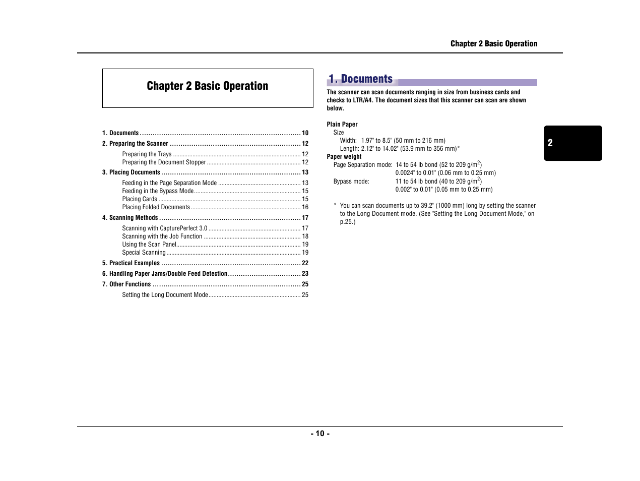 Chapter 2 basic operation, Documents | Canon IMAGE FORMULA DR-3010C User Manual | Page 15 / 52