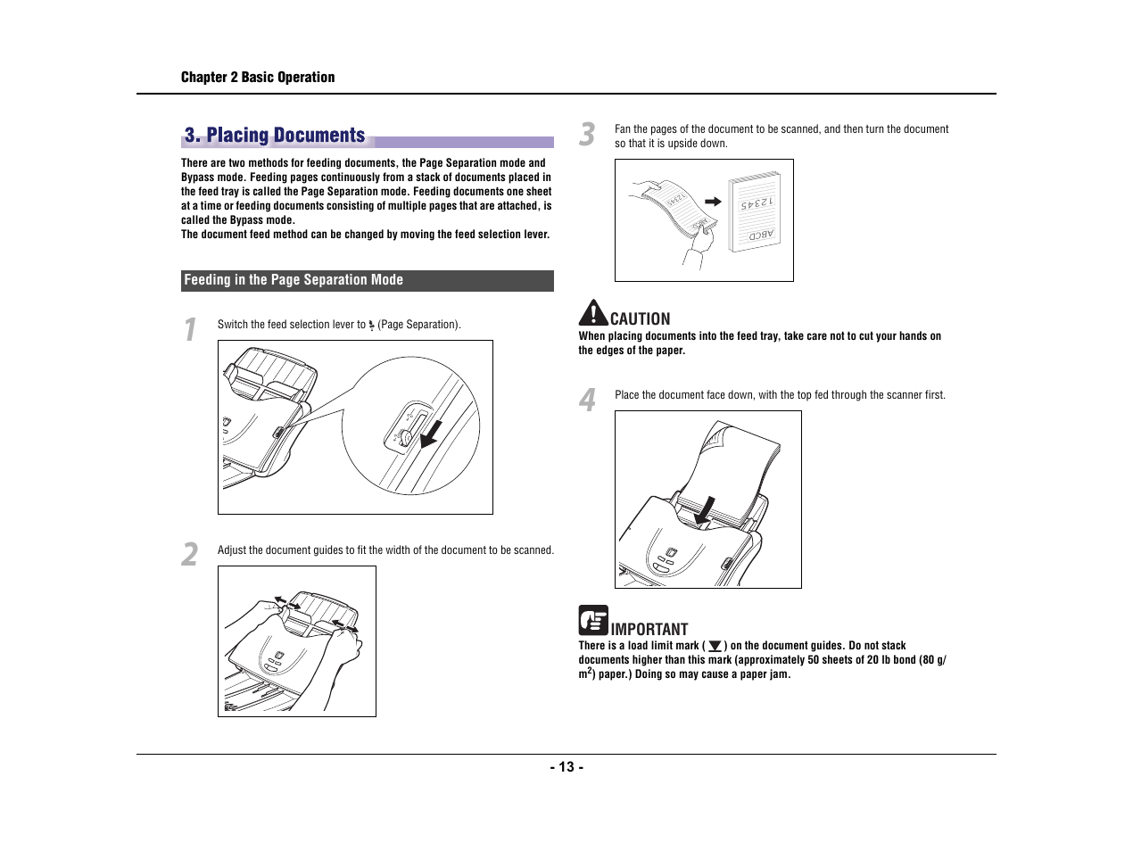 Placing documents, P.13.) | Canon IMAGE FORMULA DR-3010C User Manual | Page 18 / 52