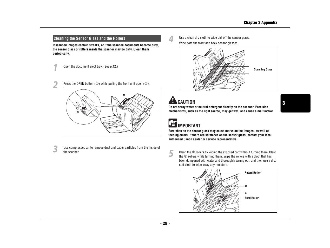 Cleaning the sensor glass and the rollers, Nd p.28.) | Canon IMAGE FORMULA DR-3010C User Manual | Page 33 / 52