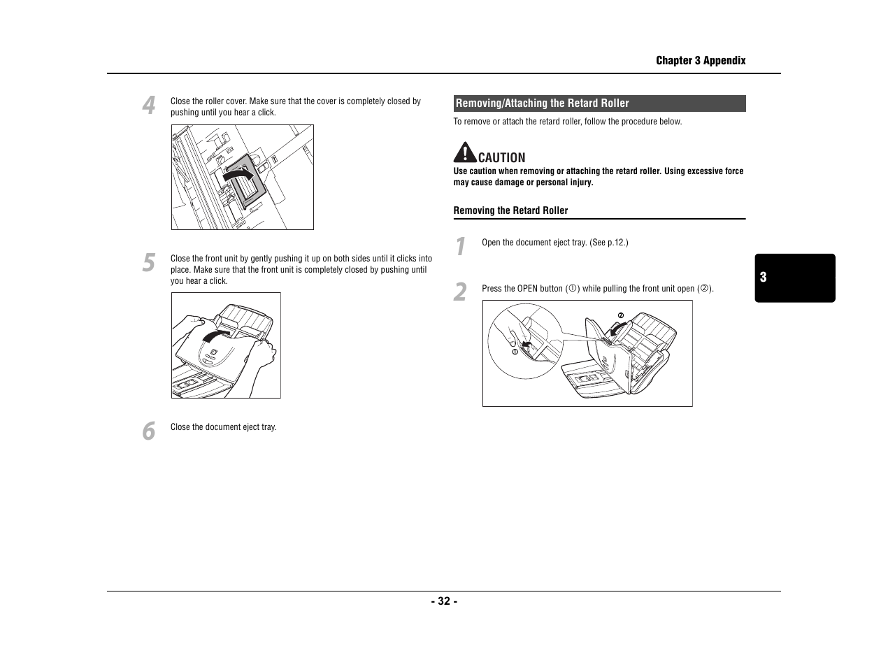 Removing/attaching the retard roller, D p.32 | Canon IMAGE FORMULA DR-3010C User Manual | Page 37 / 52