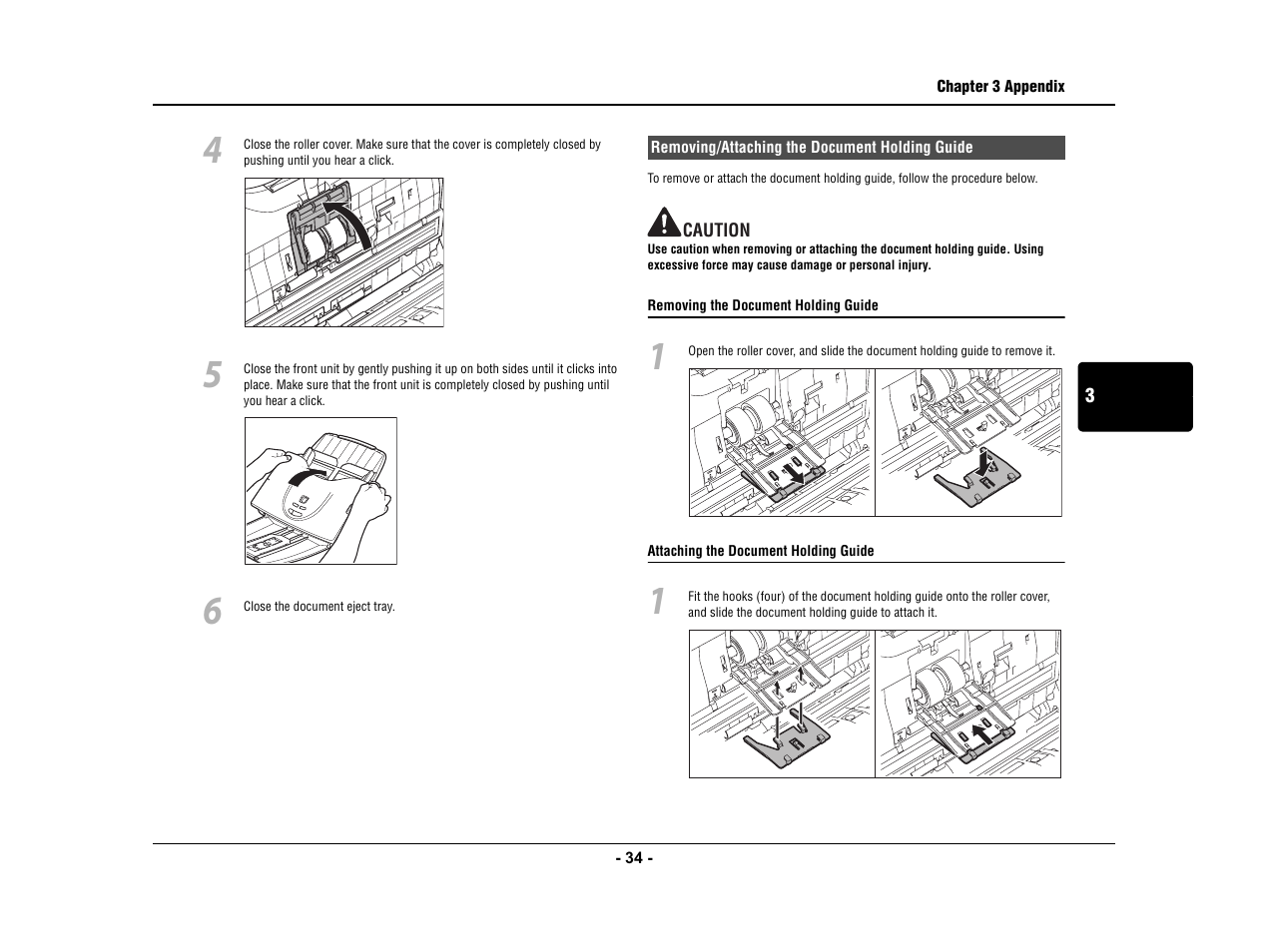 Removing/attaching the document holding guide | Canon IMAGE FORMULA DR-3010C User Manual | Page 39 / 52