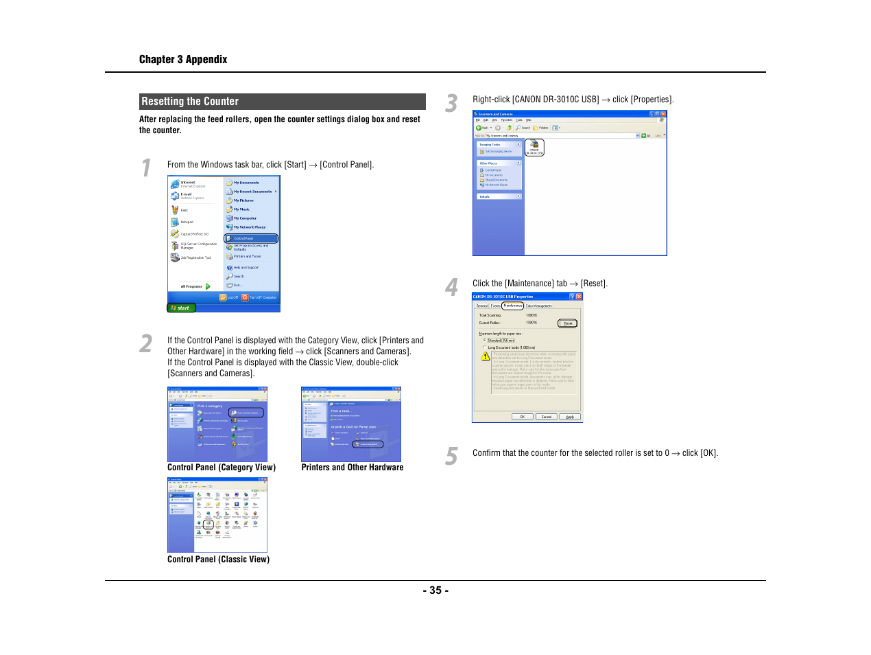 Resetting the counter | Canon IMAGE FORMULA DR-3010C User Manual | Page 40 / 52