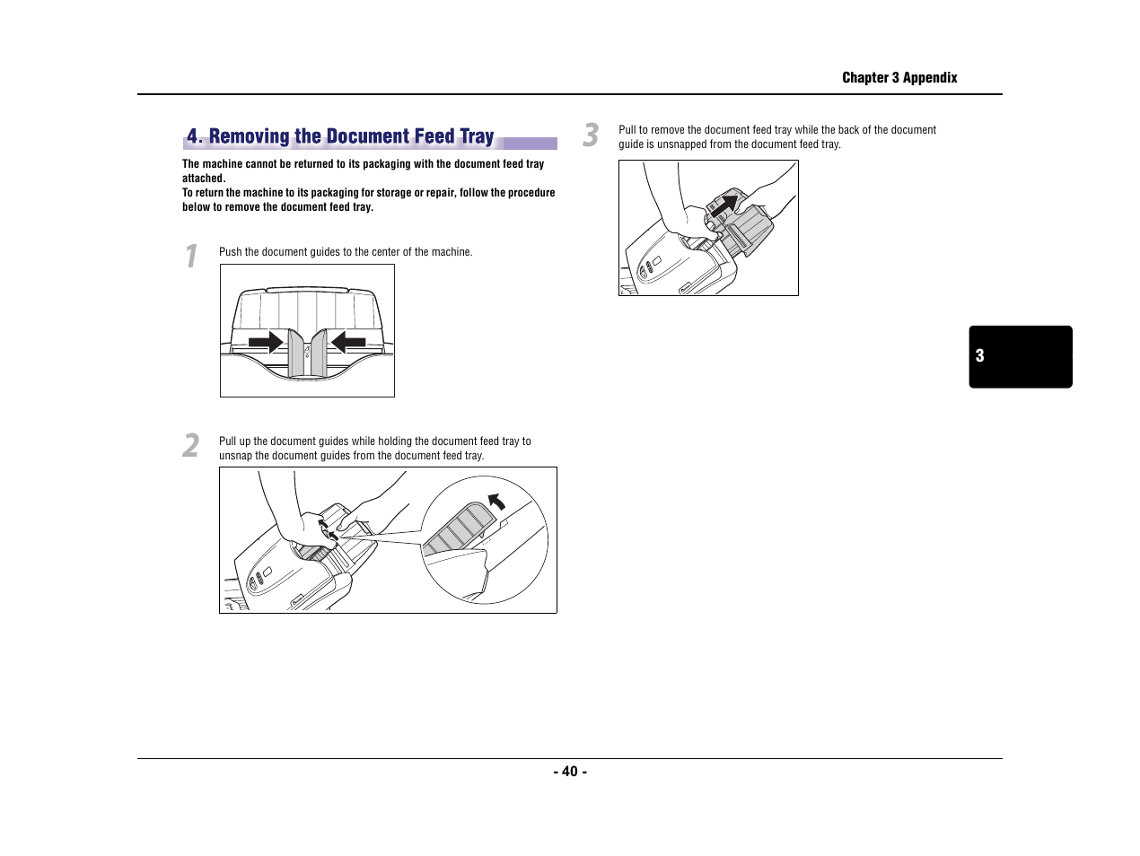 Removing the document feed tray | Canon IMAGE FORMULA DR-3010C User Manual | Page 45 / 52