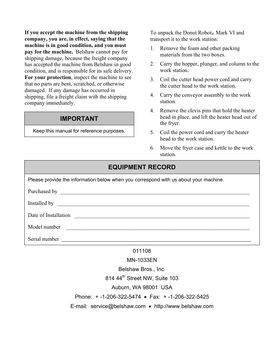 Belshaw Adamatic Mark VI Donut Robot User Manual | Page 33 / 66