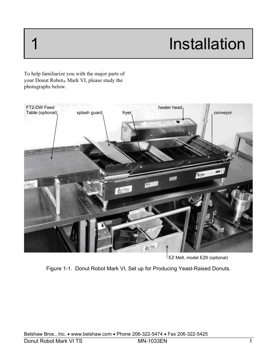 1 installation | Belshaw Adamatic Mark VI Donut Robot User Manual | Page 37 / 66
