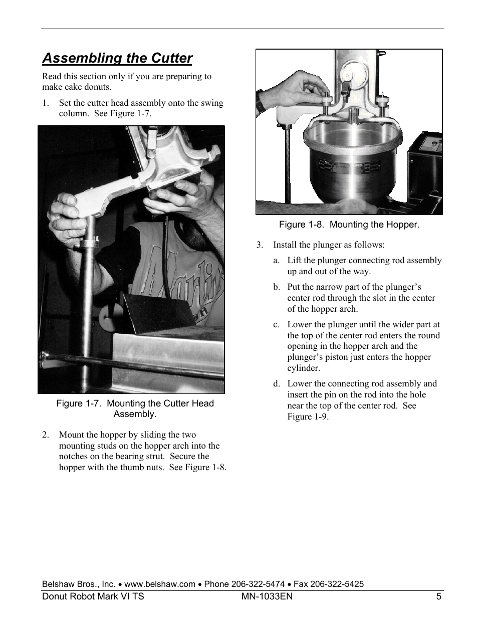 Assembling the cutter | Belshaw Adamatic Mark VI Donut Robot User Manual | Page 41 / 66