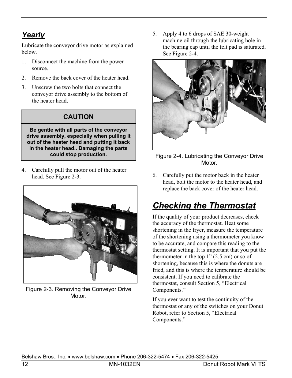 Checking the thermostat, Yearly | Belshaw Adamatic Mark VI Donut Robot User Manual | Page 48 / 66