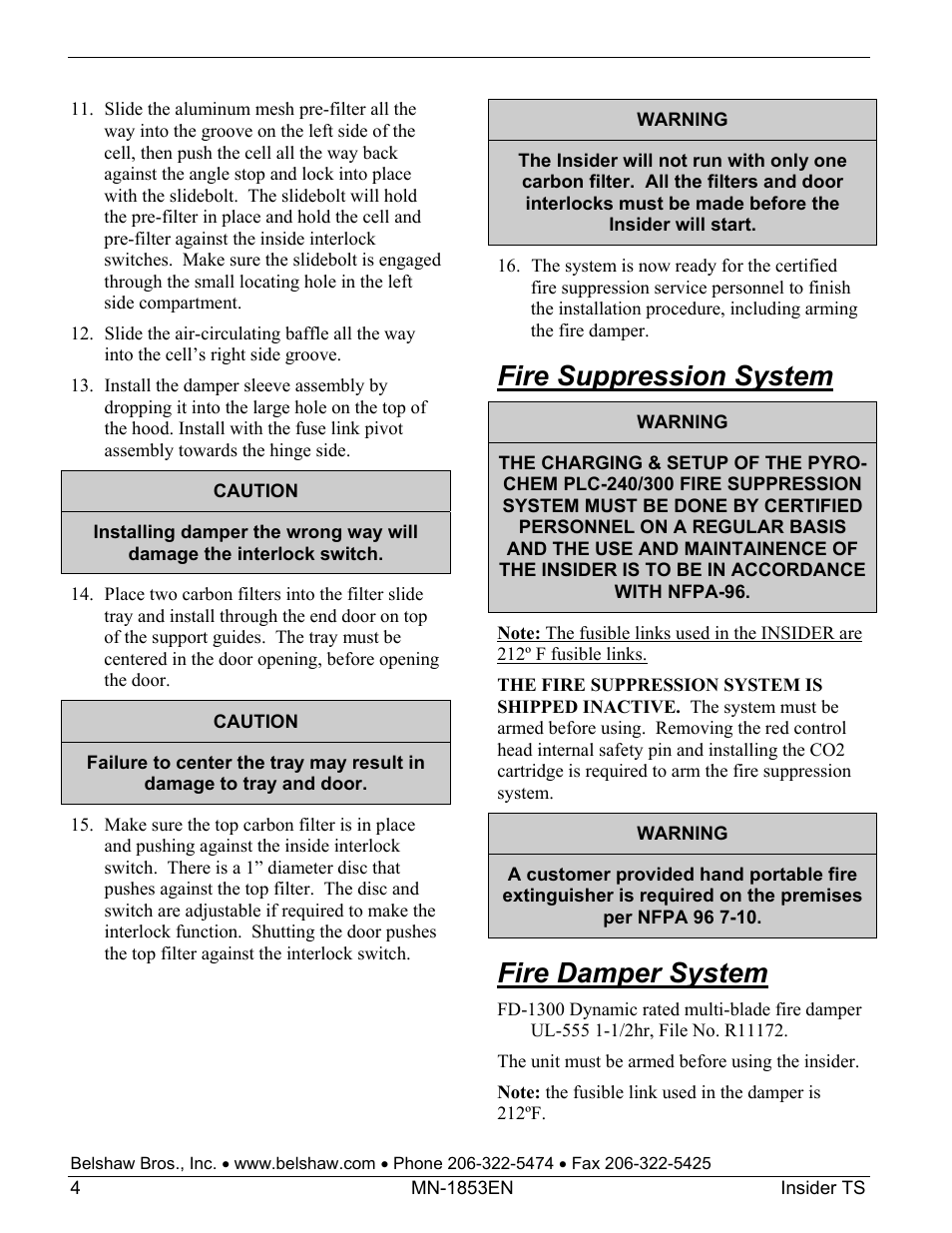 Fire suppression system, Fire damper system | Belshaw Adamatic INSIDER Ventless Donut System User Manual | Page 30 / 52