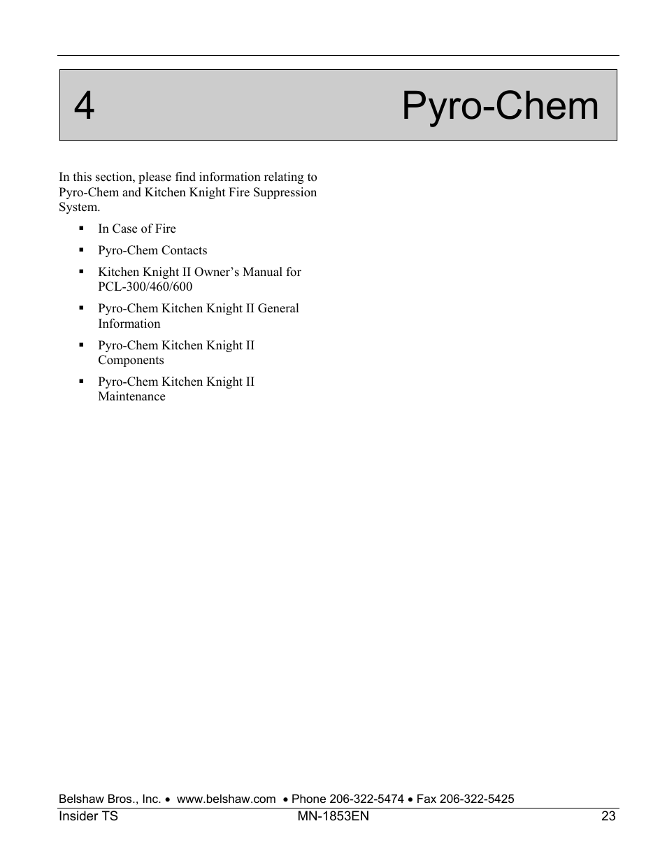 4 pyro-chem | Belshaw Adamatic INSIDER Ventless Donut System User Manual | Page 49 / 52