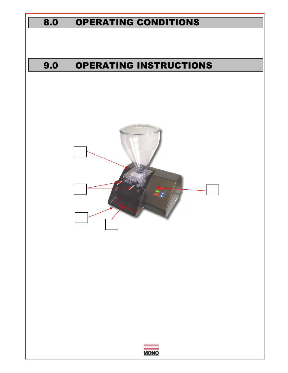 0 operating conditions, 0 operating instructions | Belshaw Adamatic AutoFiller Donut Injector User Manual | Page 10 / 18