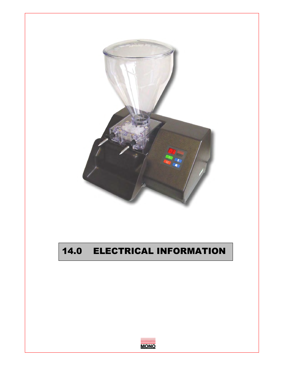 0 electrical information | Belshaw Adamatic AutoFiller Donut Injector User Manual | Page 15 / 18