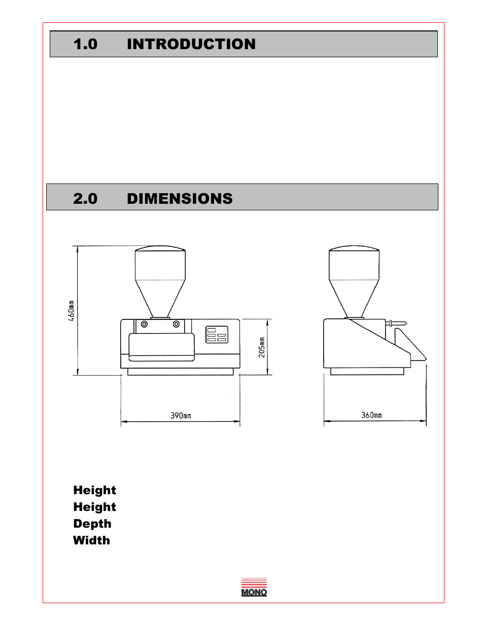 0 introduction, 0 dimensions | Belshaw Adamatic AutoFiller Donut Injector User Manual | Page 5 / 18