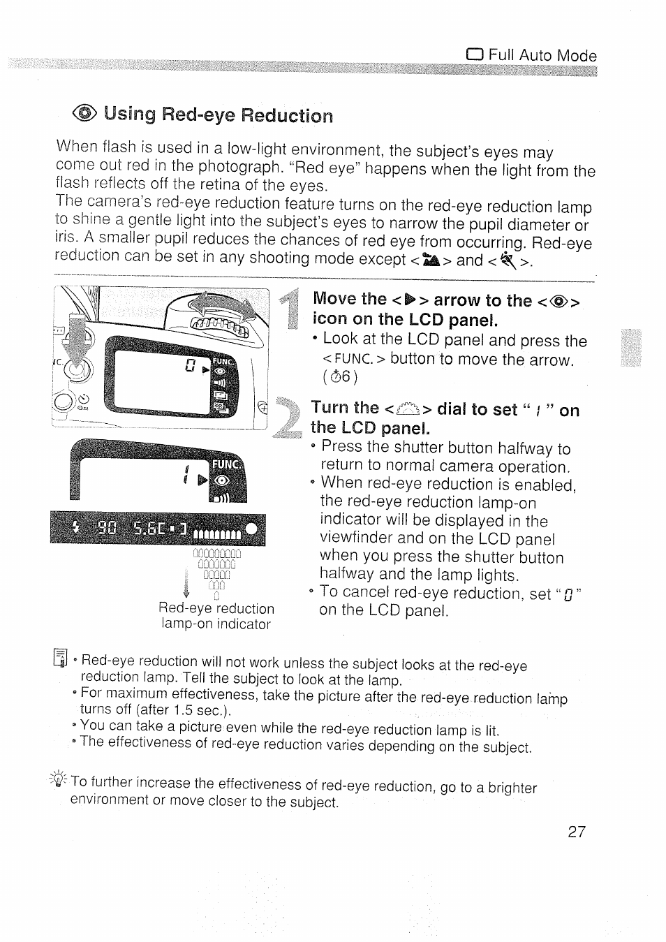 Turn the <tw> dial to set, Using red-eye reduction | Canon EOS 3000 N User Manual | Page 27 / 83