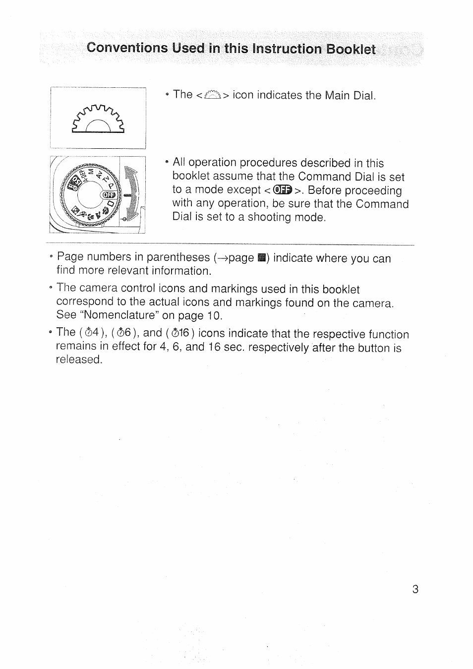 Conventions used in this instruction booklet | Canon EOS 3000 N User Manual | Page 3 / 83