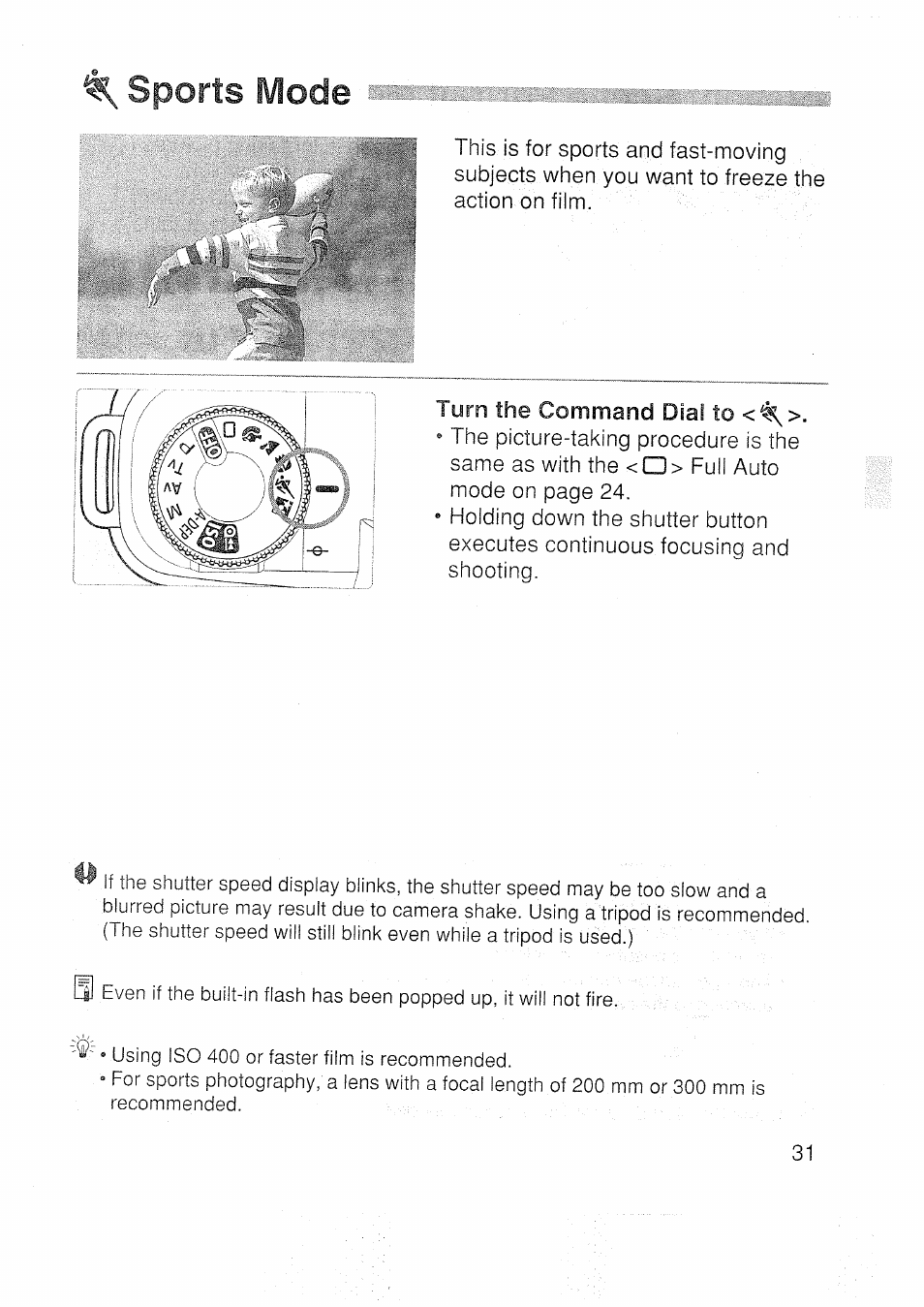 Sports mode | Canon EOS 3000 N User Manual | Page 31 / 83