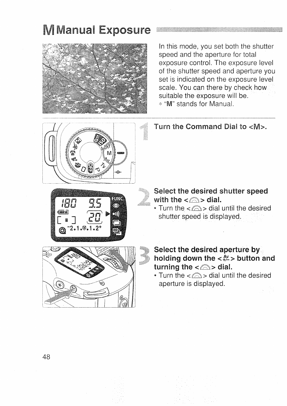 M manual exposure | Canon EOS 3000 N User Manual | Page 48 / 83