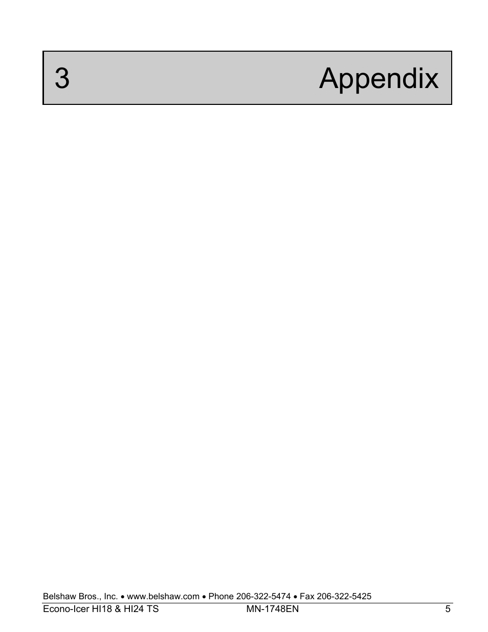 3 appendix | Belshaw Adamatic HI18 Econo-Icer User Manual | Page 23 / 23