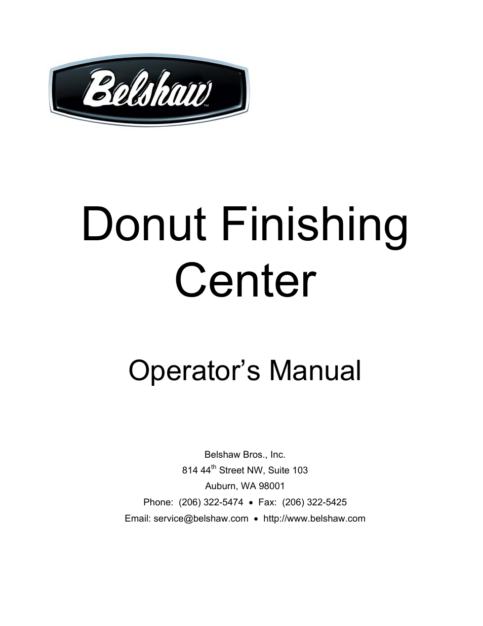 Belshaw Adamatic Donut Finishing Center User Manual | 19 pages