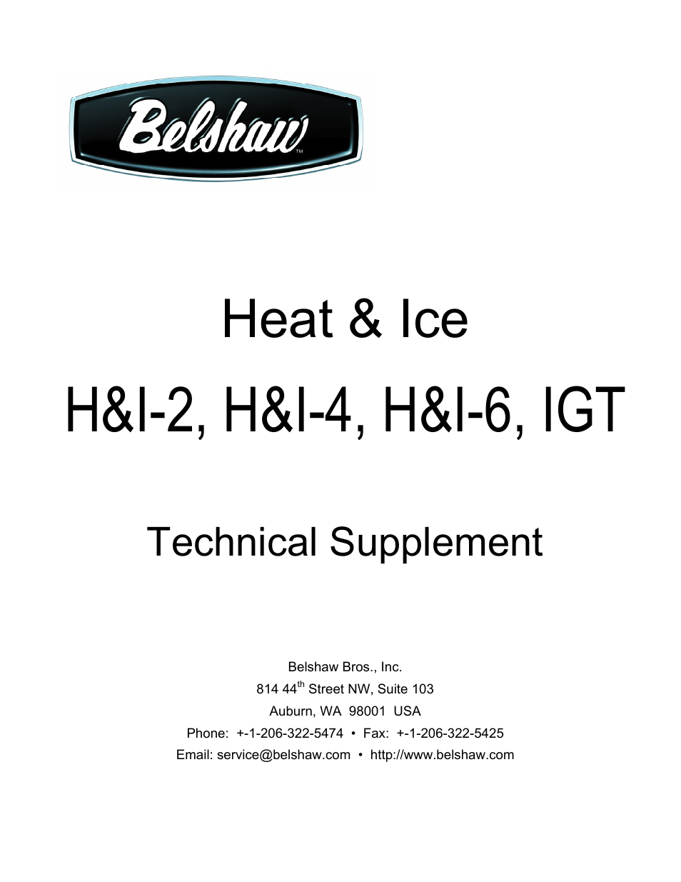 H&i-2, h&i-4, h&i-6, igt, Heat & ice, Technical supplement | Belshaw Adamatic H&I-2 Icer User Manual | Page 9 / 18