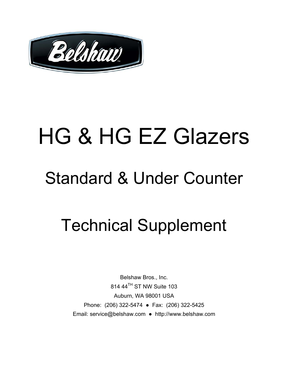 Mn-1753en hgez & hg standard-under counter ts 0308, Hg & hg ez glazers, Standard & under counter | Technical supplement | Belshaw Adamatic HG18C Glazer User Manual | Page 11 / 20