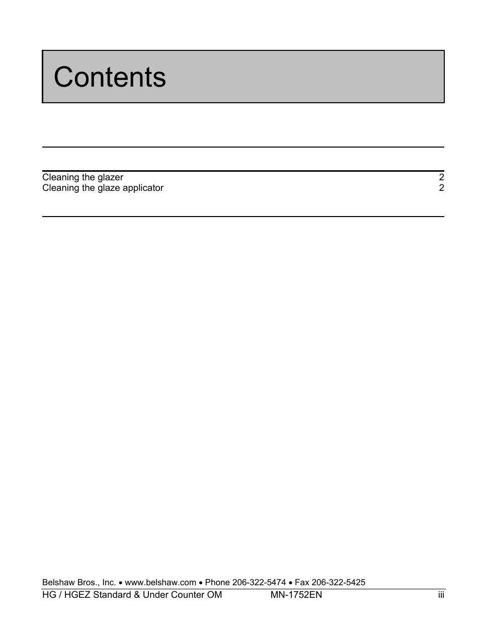 Belshaw Adamatic HG18C Glazer User Manual | Page 5 / 20
