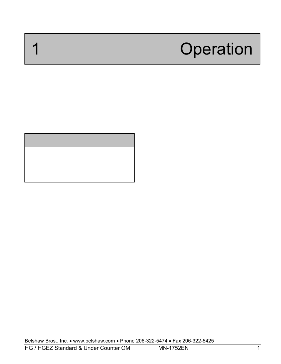 1 operation | Belshaw Adamatic HG18C Glazer User Manual | Page 7 / 20