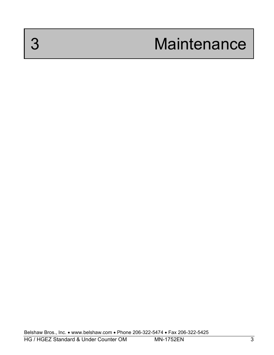 3 maintenance | Belshaw Adamatic HG18C Glazer User Manual | Page 9 / 20