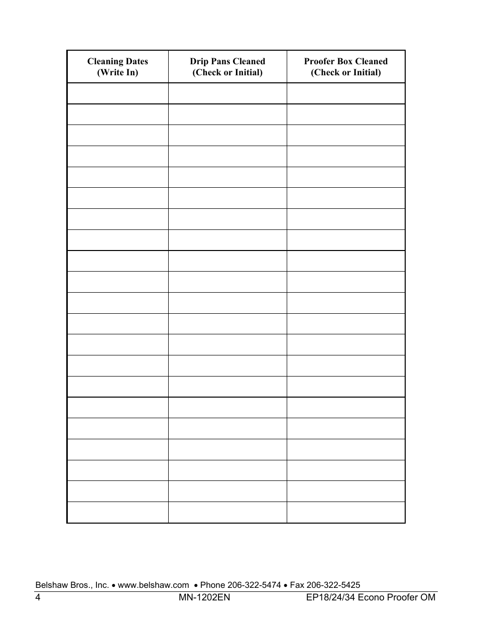 Belshaw Adamatic EP18-24 Proofer User Manual | Page 10 / 25