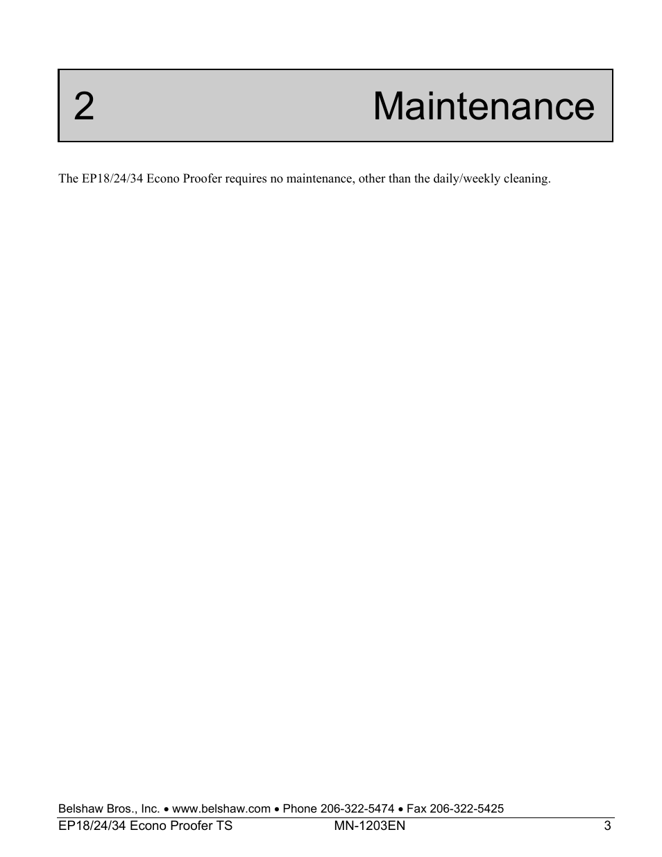 2 maintenance | Belshaw Adamatic EP18-24 Proofer User Manual | Page 21 / 25