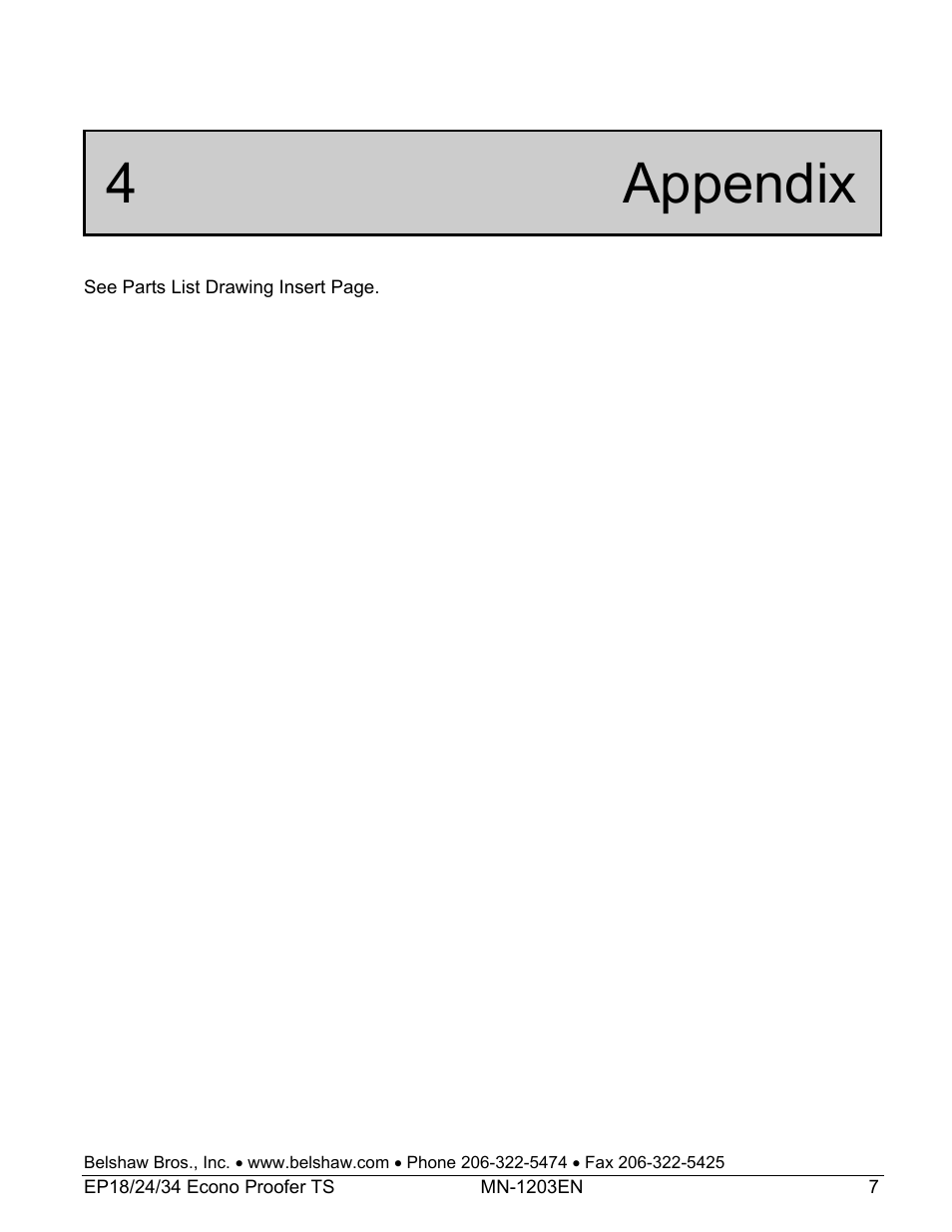 4 appendix | Belshaw Adamatic EP18-24 Proofer User Manual | Page 25 / 25