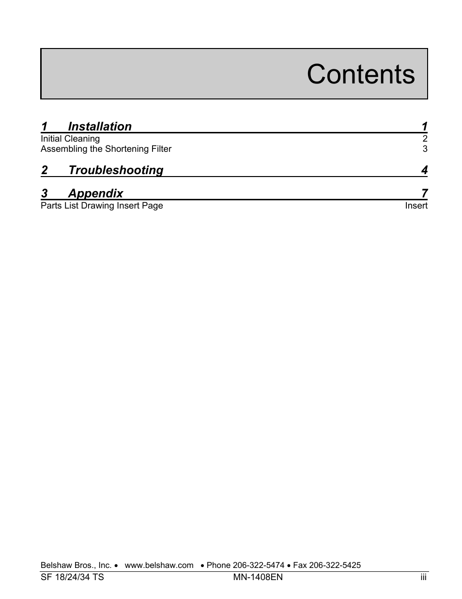 Belshaw Adamatic SF18 Shortening Filter User Manual | Page 15 / 23