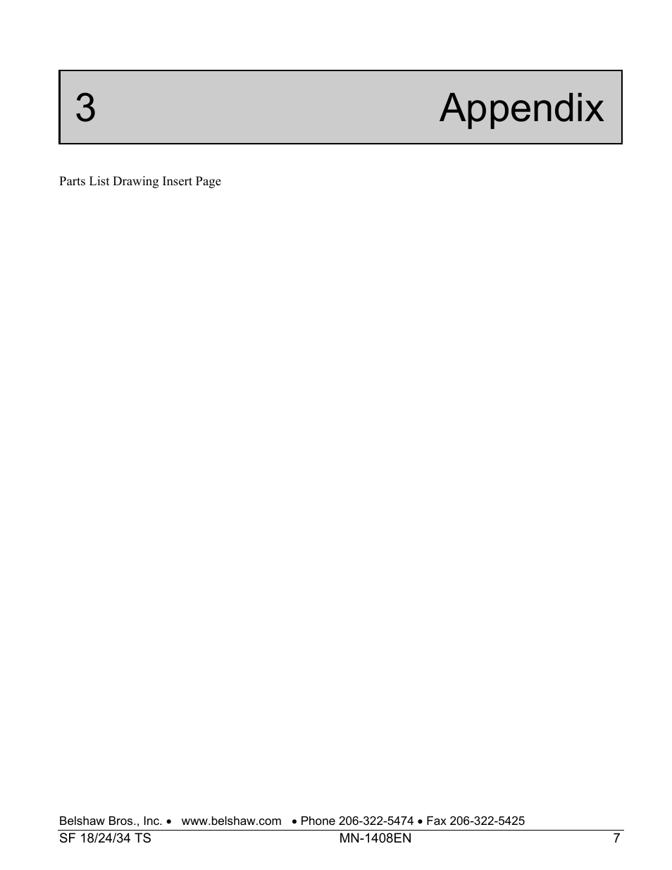 3 appendix | Belshaw Adamatic SF18 Shortening Filter User Manual | Page 23 / 23