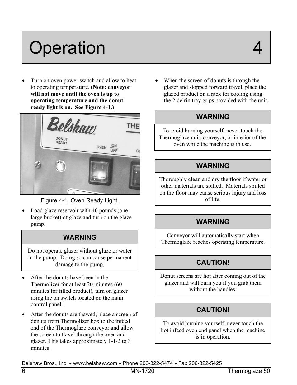 Operation 4 | Belshaw Adamatic TG50 Thermoglaze User Manual | Page 12 / 39